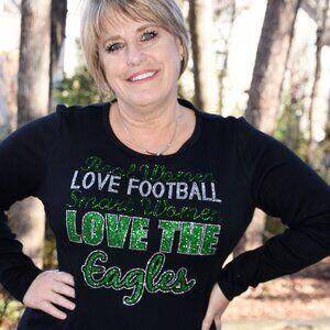 Eagles Real Women Love Football rhinestone long sleeve shirt XS S M L XL…